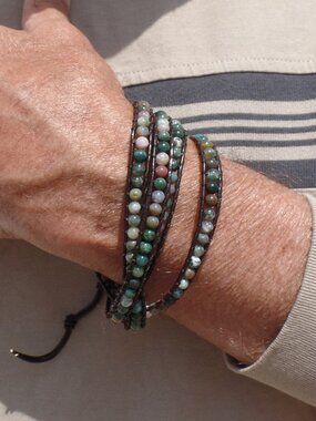 Multi-Color Shiny STONE Bracelet Bead Wrap NWOT